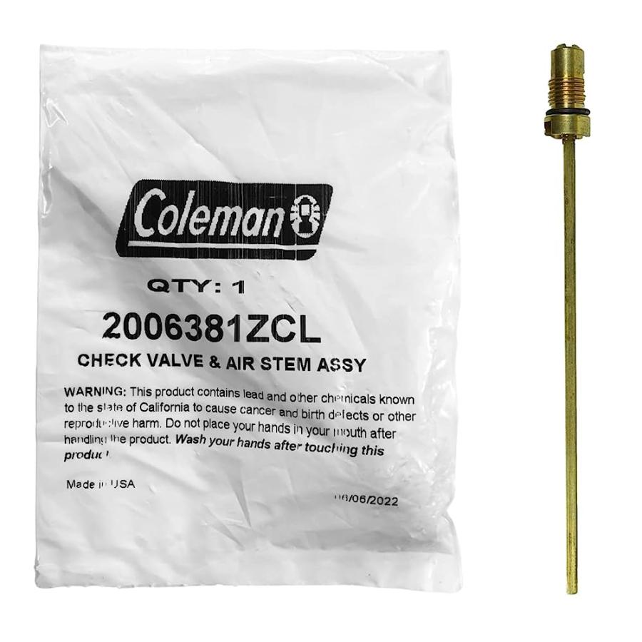 COLEMAN CHECK VALVE & AIR STEM ASSEMBLY ITEM #: 200-6381; PART FOR LANTERN OR STOVE | Coleman