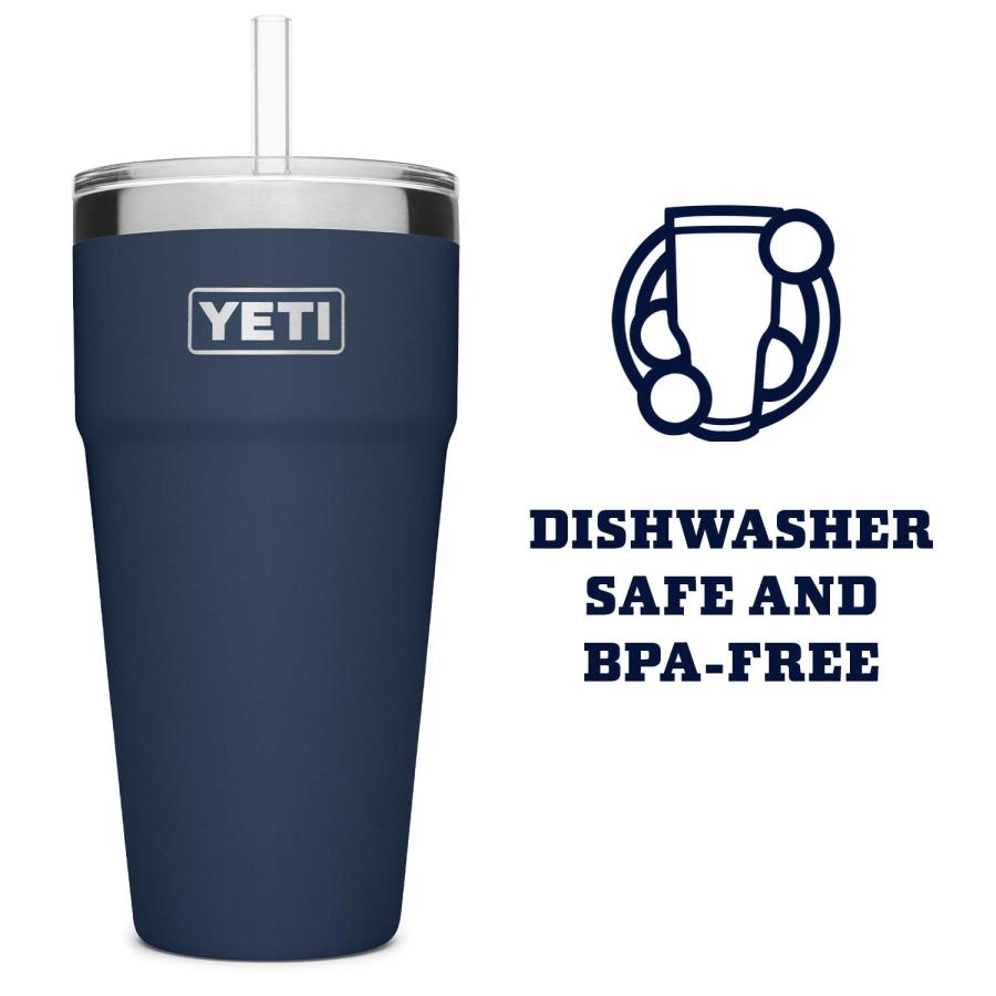 YETI Rambler 26オンス ストローカップ ストロー蓋付き 真空断熱 ステンレス製、ネイビー | YETI | 02