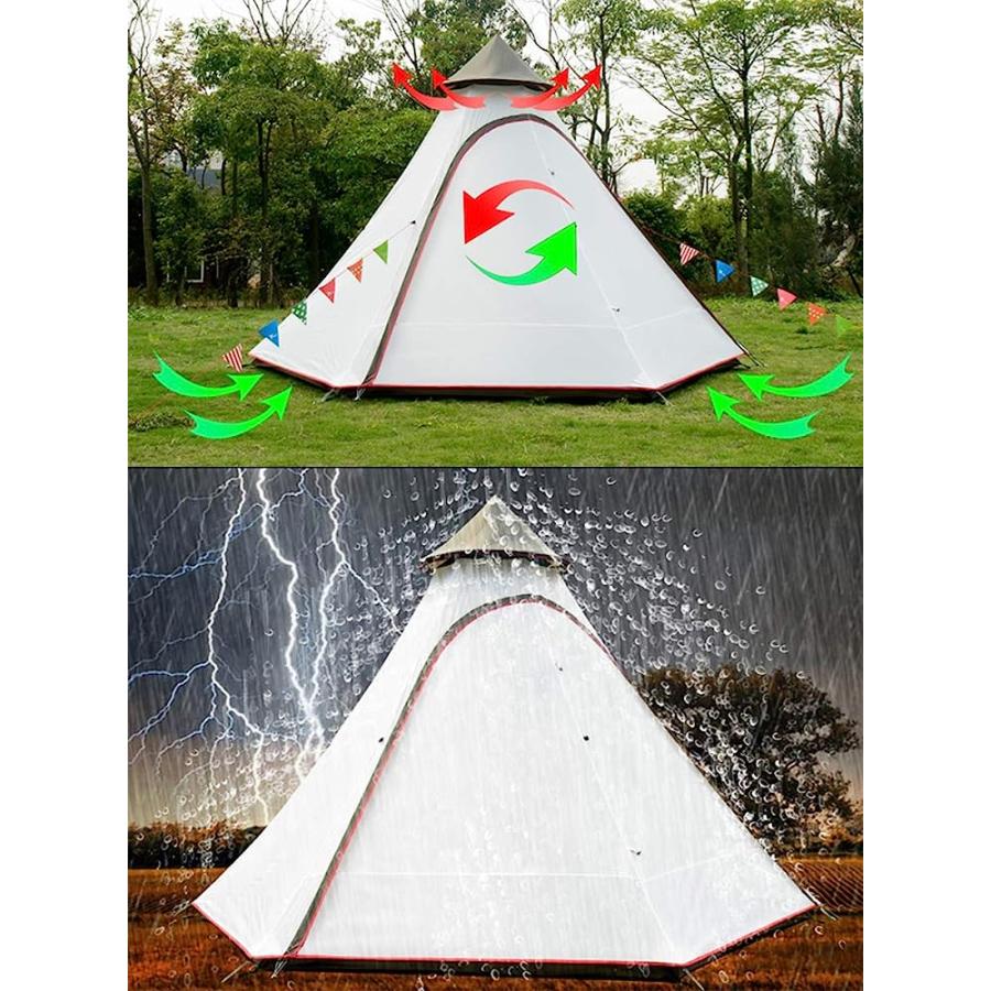 VIDALIDO 12'X10'X8'DOME CAMPING TENT 5-6 PERSON 4 SEASON DOUBLE LAYERS WATERPROOF ANTI-UV WINDPROOF TENTS FAMILY OUTDOOR CAMPING TENT(WHITE) | Vidalido | 03