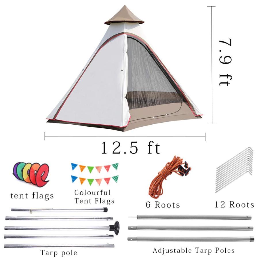 VIDALIDO 12'X10'X8'DOME CAMPING TENT 5-6 PERSON 4 SEASON DOUBLE LAYERS WATERPROOF ANTI-UV WINDPROOF TENTS FAMILY OUTDOOR CAMPING TENT(WHITE) | Vidalido | 04