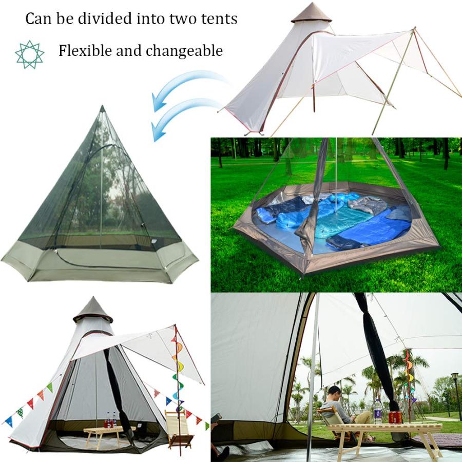 VIDALIDO 12'X10'X8'DOME CAMPING TENT 5-6 PERSON 4 SEASON DOUBLE LAYERS WATERPROOF ANTI-UV WINDPROOF TENTS FAMILY OUTDOOR CAMPING TENT(WHITE) | Vidalido | 05