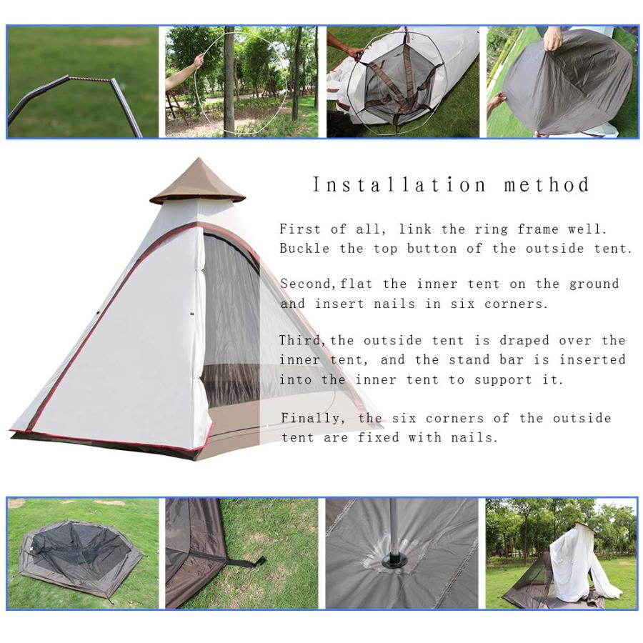 VIDALIDO 12'X10'X8'DOME CAMPING TENT 5-6 PERSON 4 SEASON DOUBLE LAYERS WATERPROOF ANTI-UV WINDPROOF TENTS FAMILY OUTDOOR CAMPING TENT(WHITE) | Vidalido | 06