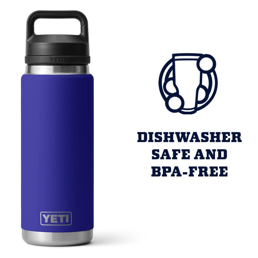 YETI Rambler 26オンス ボトル キャップ付き 真空断熱 ステンレス製、オフショアブルー | YETI | 04
