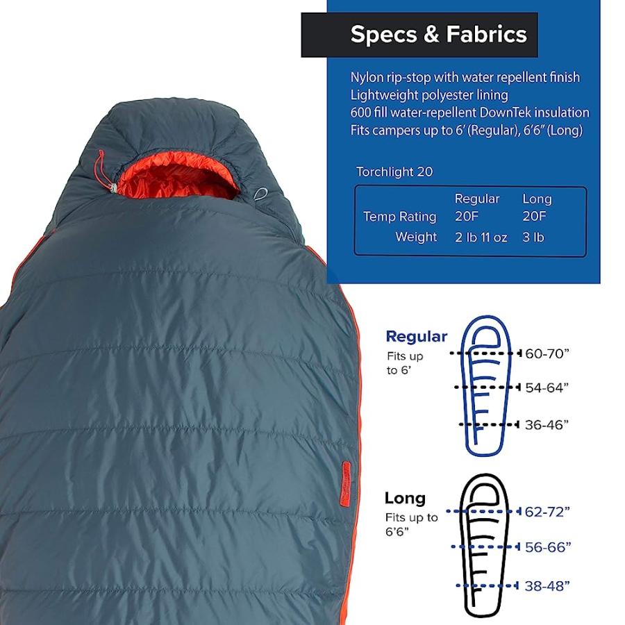 BIG AGNES TORCHLIGHT (600 DOWNTEK) SLEEPING BAG, 20 DEGREE, LONG | BIG AGNES | 03