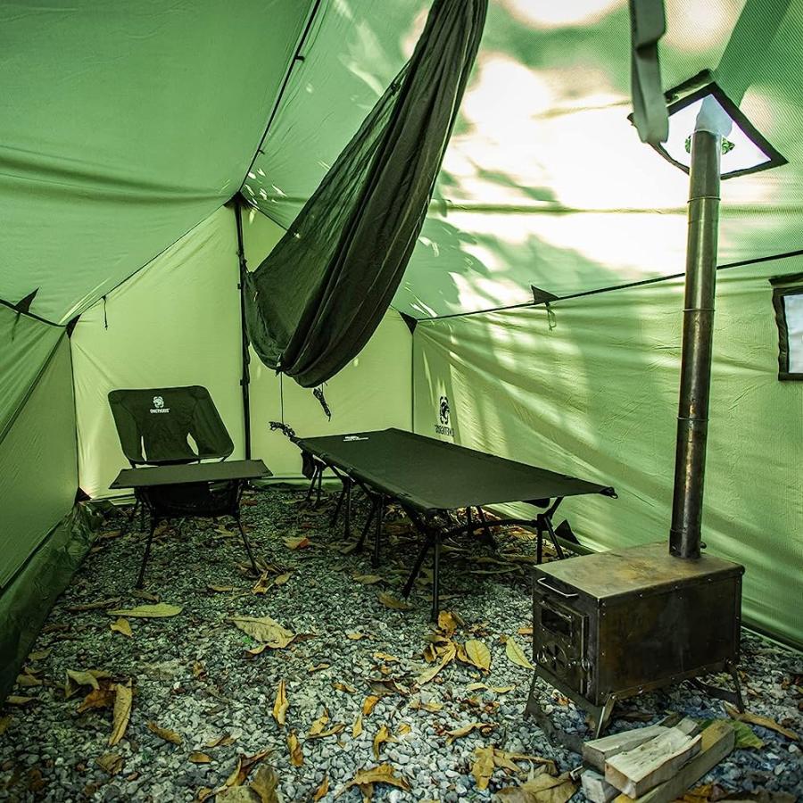 ONETIGRIS TEGIMEN HAMMOCK HOT TENT WITH STOVE JACK, SPACIOUS VERSATILE WALL TENT WITH SNOW SKIRT, 3000MM WATERPROOF WITH ZIPPERED TENT BAG (RANGE |  | 06