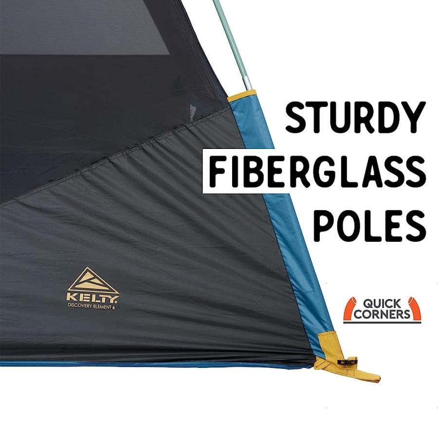KELTY DISCOVERY ELEMENT CAMPING TENT, 4 OR 6 PERSON STORM WORTHY CAMPSITE SHELTER, FIBERGLASS POLES, PRE-ATTACHED GUYLINES, STUFF SACK INCLUDED ( | KELTY | 03
