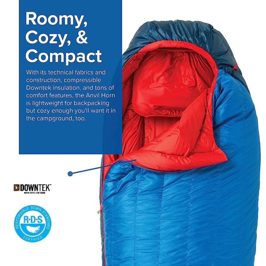 BIG AGNES ANVIL HORN (650 DOWNTEK) SLEEPING BAG, 15 DEGREE, LONG, LEFT ZIP | BIG AGNES | 01