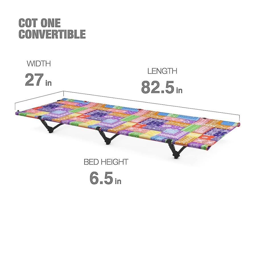 HELINOX COT ONE LIGHTWEIGHT, COMPACT, COLLAPSIBLE, PORTABLE CAMPING COT, LONG, RAINBOW BANDANA | Helinox | 03