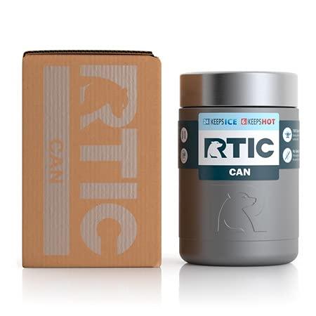 RTIC CAN COOLER INSULATED, BEER, BEVERAGE, SODA CAN COOLER WITH LID, STAINLESS STEEL METAL, DOUBLE WALL INSULATION COOZIE FOR CANS, SWEAT PROOF, |  | 02