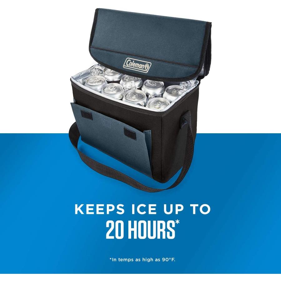 Coleman 18-Can Collapsible Cooler with 20-Hour Ice Retention Soft-Sided Cooler Bag Folds Flat for Compact Storage, Slate | Coleman | 02