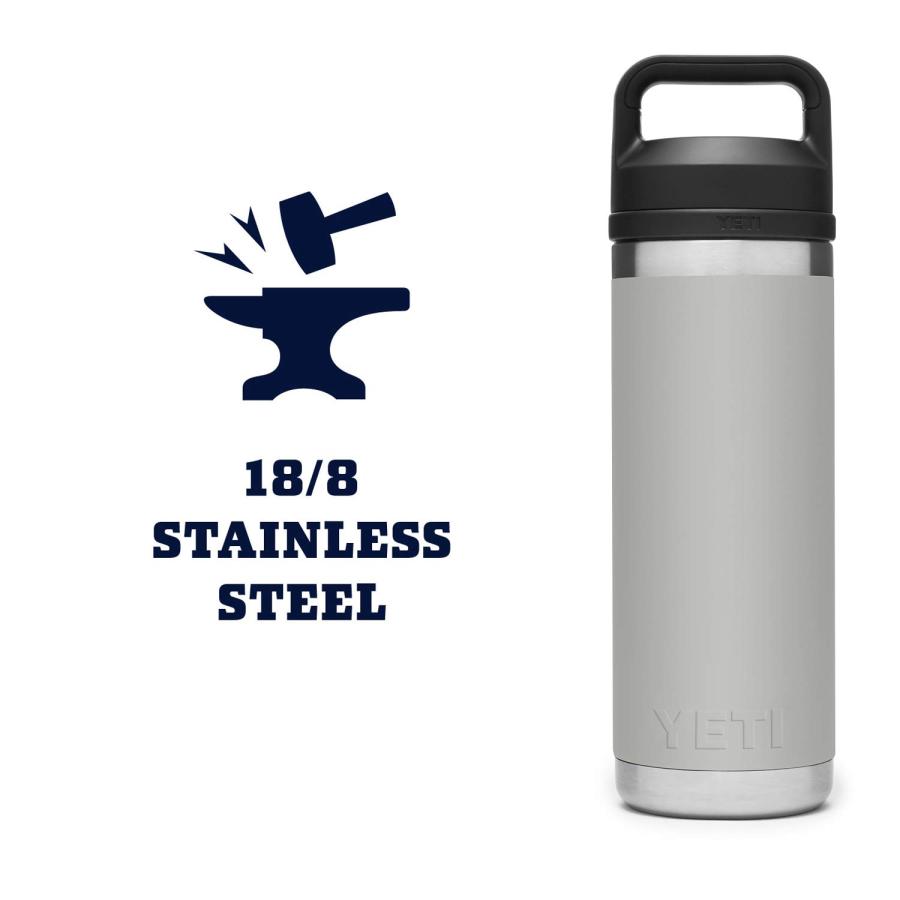 YETI Rambler 18オンス ボトル キャップ付き 真空断熱 ステンレス製、グラネットグレー | YETI | 05