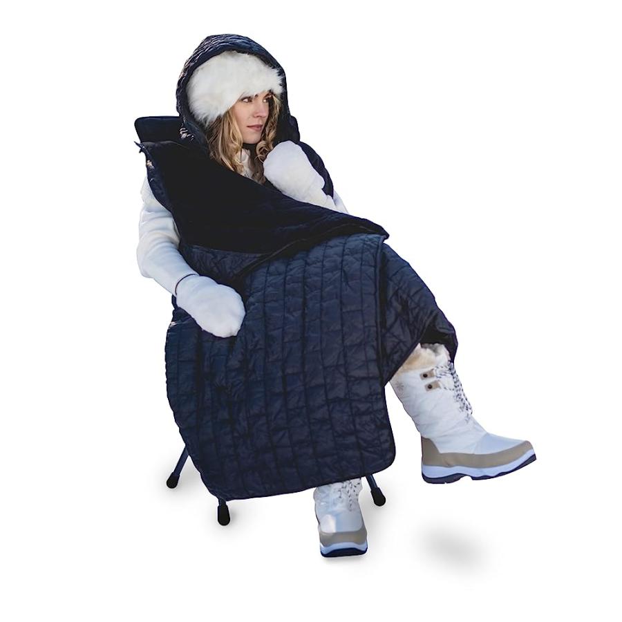 HELINOX TOASTY WRAPAROUND HOODED BLANKET, SUNSET/BEACH, BLACK | Helinox