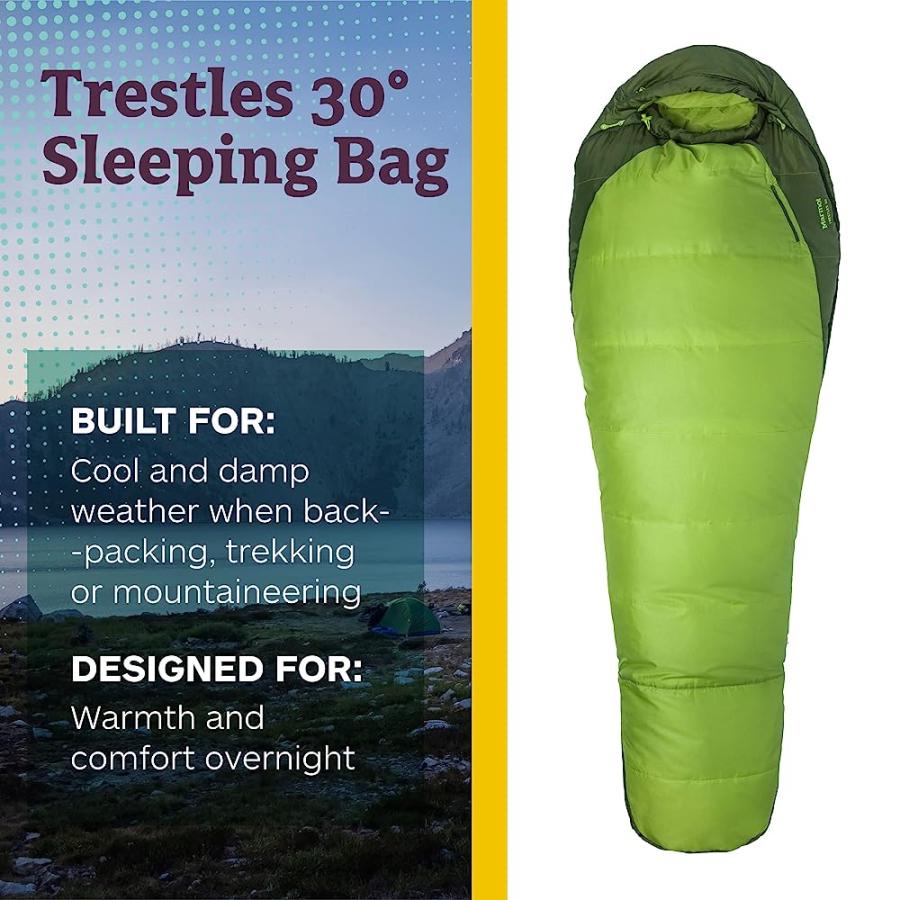 MARMOT MEN'S TRESTLES 30° SLEEPING BAG | INSULATED, WATER-RESISTANT, LEFT-ZIP, GREEN LICHEN/GREENLAND | Marmot | 01