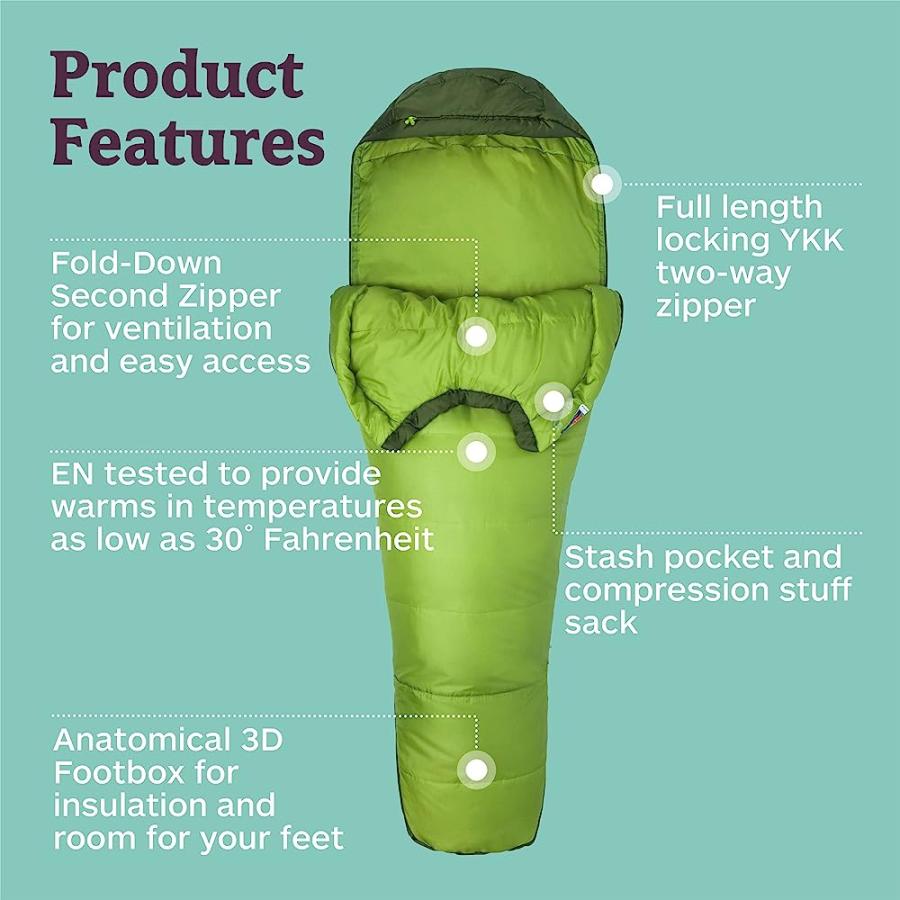 MARMOT MEN'S TRESTLES 30° SLEEPING BAG | INSULATED, WATER-RESISTANT, LEFT-ZIP, GREEN LICHEN/GREENLAND | Marmot | 03