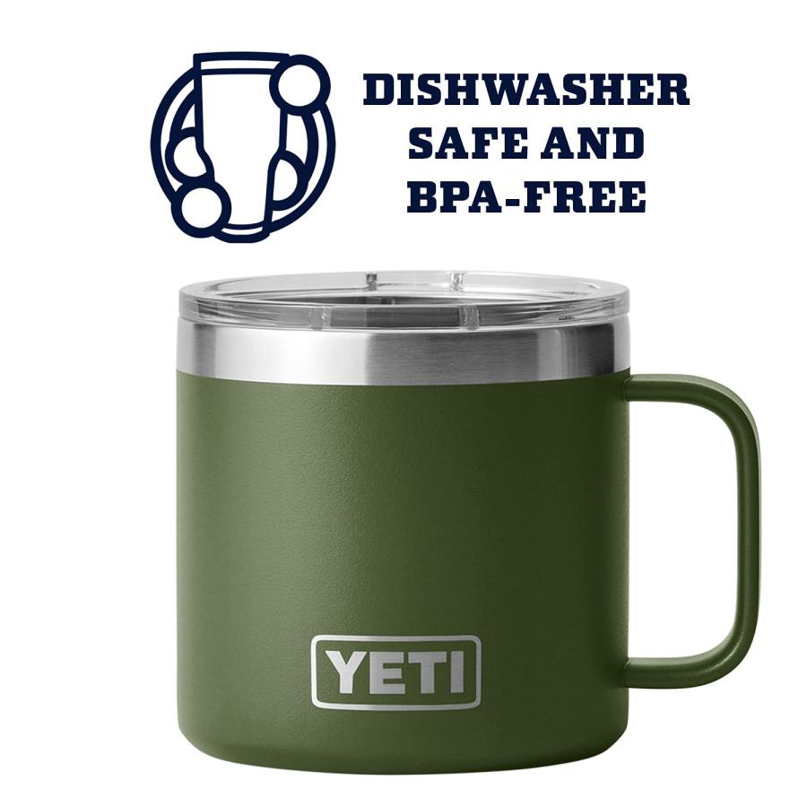 YETI Rambler 14オンス マグカップ マグスライダー蓋付き 真空断熱 ステンレス製、ハイランズオリーブ | YETI | 02