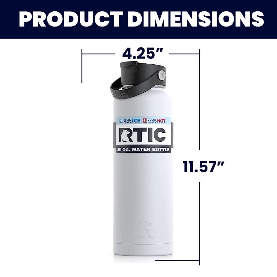 RTIC 40 OZ VACUUM INSULATED BOTTLE, METAL STAINLESS STEEL DOUBLE WALL INSULATION, BPA FREE REUSABLE, LEAK-PROOF THERMOS FLASK FOR WATER, HOT AND |  | 01