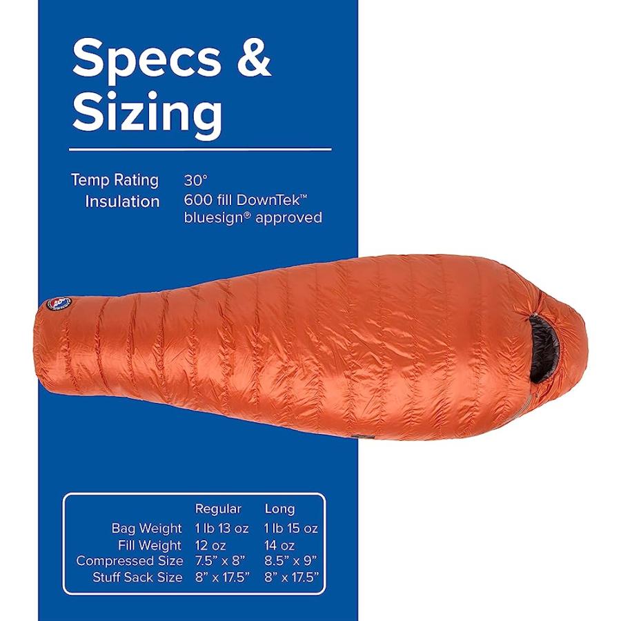 BIG AGNES GREYSTONE SLEEPING BAG, 30 DEGREE, (600 DOWNTEK), ROOIBOS, REGULAR, LEFT ZIP | BIG AGNES | 03
