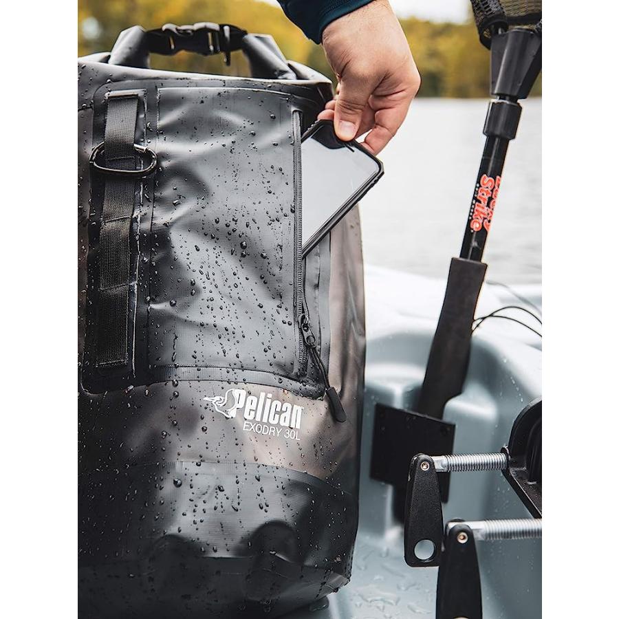 PELICAN EXODRY 30L LARGE DRYBAG BLACK WATERPROOF BACKPACK-TYPE SHOULDER STRAPS THICK & LIGHTWEIGHT ROLL TOP COMPRESSION KEEPS GEAR DRY FOR KAYAKI | PELICAN PRODUCTS | 03