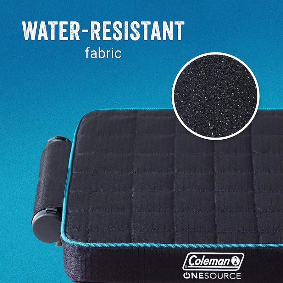 COLEMAN ONESOURCE OUTDOOR HEATED CAMPING CHAIR PAD BLEACHER SEAT WITH RECHARGEABLE BATTERY USB CHARGING PORT, BLACK/CARIBBEAN BLUE | Coleman | 05