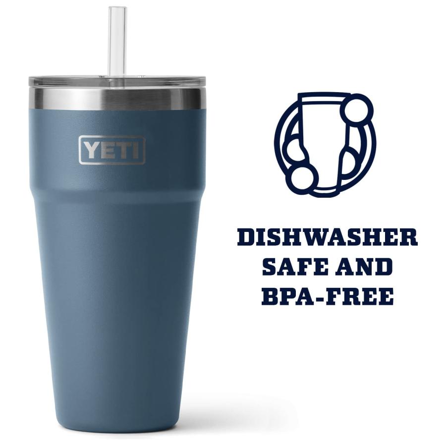 YETI Rambler 26オンス ストローカップ ストロー蓋付き 真空断熱 ステンレス製、ノルディックブルー | YETI | 02