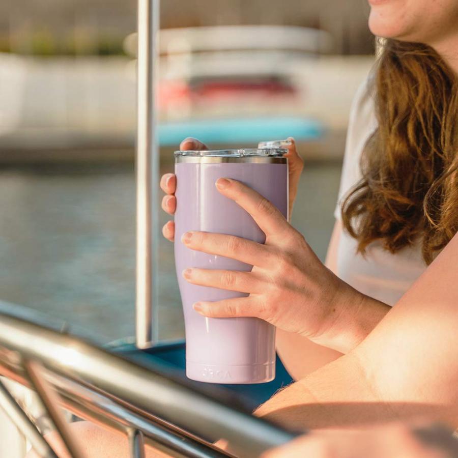 ORCA 27 OZ. INSULATED TUMBLER WITH LID FOR HOT AND COLD DRINKS, STAINLESS STEEL WITH WHALE TALE FLIP LID | ORCA | 02