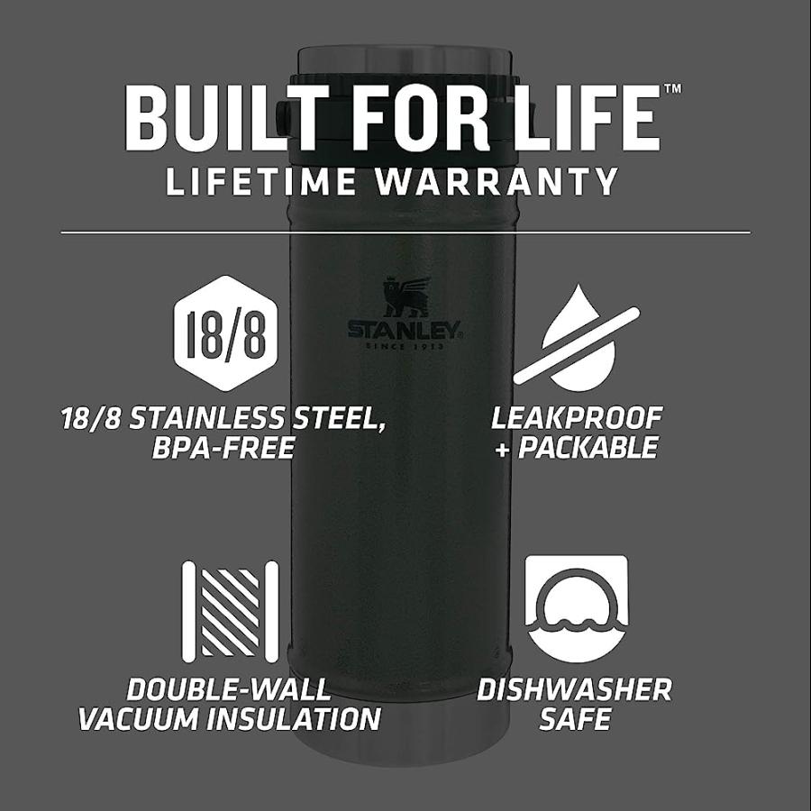 STANLEY 10-01855-013 THE TRAVEL MUG FRENCH PRESS HAMMERTONE GREEN 16OZ / .47L | STANLEY | 01