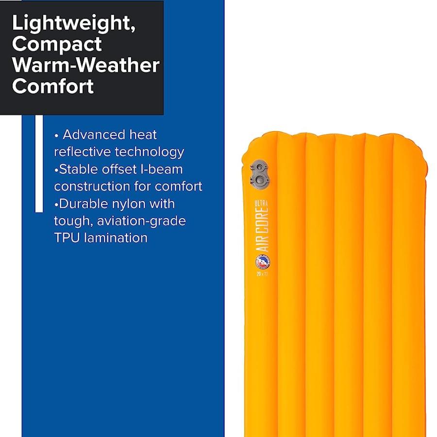 BIG AGNES AIR CORE ULTRA SLEEPING PAD, UNINSULATED, 25X78 (WIDE LONG) | BIG AGNES | 01