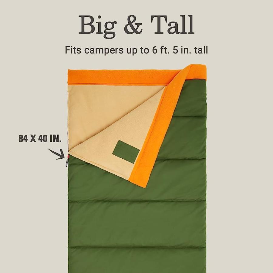 COLEMAN BIG GAME 0°F BIG & TALL SLEEPING BAG, MADE FROM 100% RECYCLED MATERIAL, COLD WEATHER ADULT SLEEPING BAG WITH SHERPA LINING, FITS CAMPERS | Coleman | 01