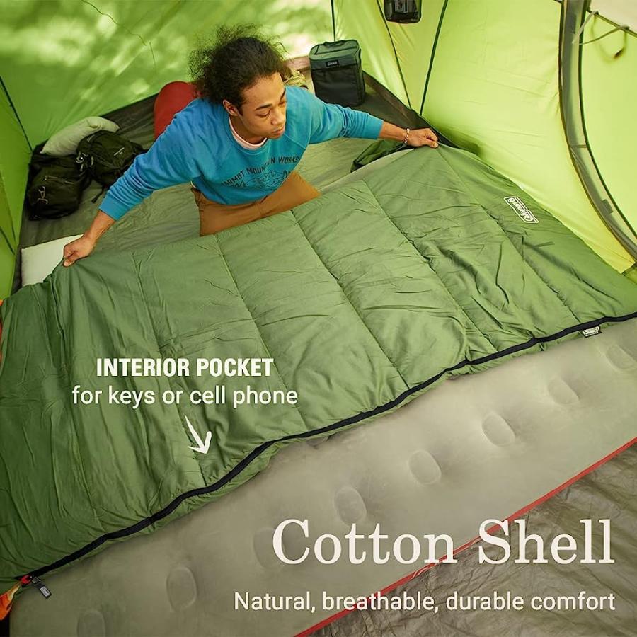 COLEMAN BIG GAME 0°F BIG & TALL SLEEPING BAG, MADE FROM 100% RECYCLED MATERIAL, COLD WEATHER ADULT SLEEPING BAG WITH SHERPA LINING, FITS CAMPERS | Coleman | 03