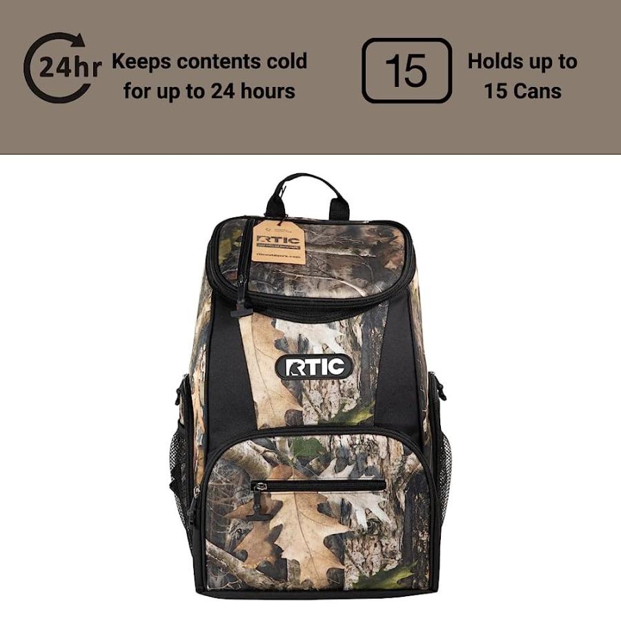 RTIC LIGHTWEIGHT BACKPACK COOLER, KANATI CAMO, 15 CAN, PORTABLE INSULATED BAG, FOR MEN & WOMEN, GREAT FOR DAY TRIPS, PICNICS, CAMPING, HIKING, BE |  | 02
