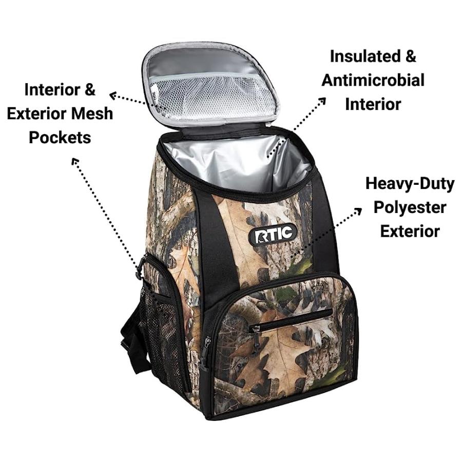 RTIC LIGHTWEIGHT BACKPACK COOLER, KANATI CAMO, 15 CAN, PORTABLE INSULATED BAG, FOR MEN & WOMEN, GREAT FOR DAY TRIPS, PICNICS, CAMPING, HIKING, BE |  | 03