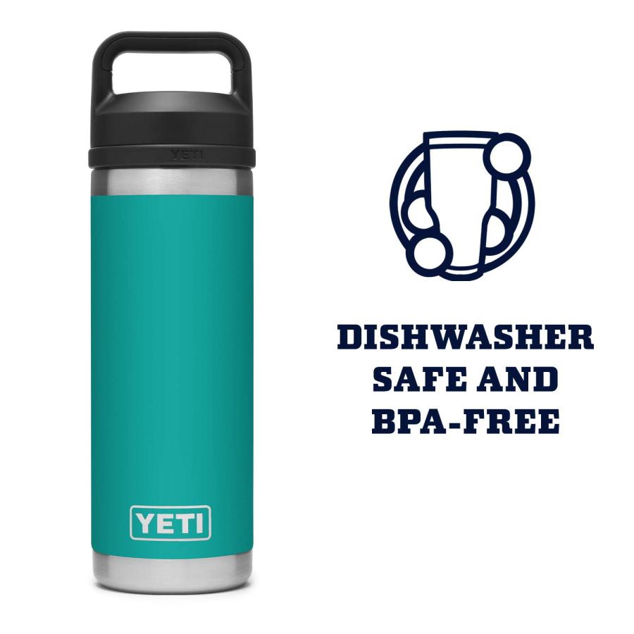 YETI Rambler 18オンス ボトル キャップ付き 真空断熱 ステンレス製、アクアファーブルー | YETI | 04