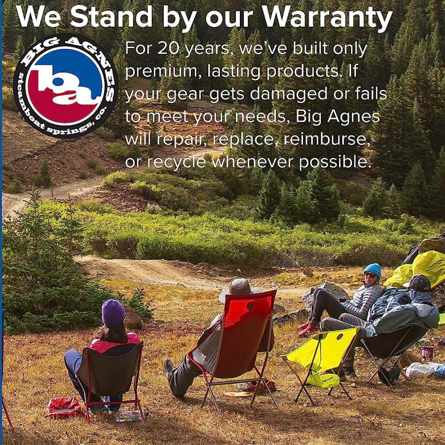 BIG AGNES BIG SIX CAMP CHAIR - HIGH & WIDE CAMPING CHAIR WITH AIRCRAFT ALUMINUM FRAME, ASPHALT/GRAY | BIG AGNES | 05