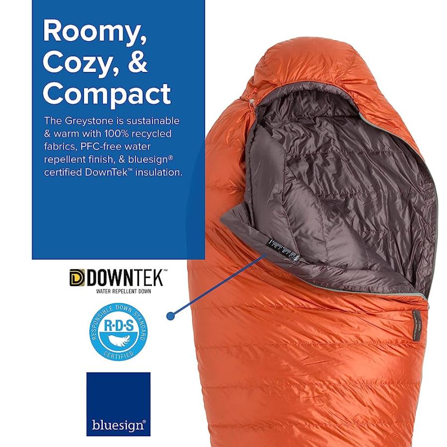 BIG AGNES GREYSTONE SLEEPING BAG, 30 DEGREE, (600 DOWNTEK), ROOIBOS, LONG, LEFT ZIP | BIG AGNES | 01