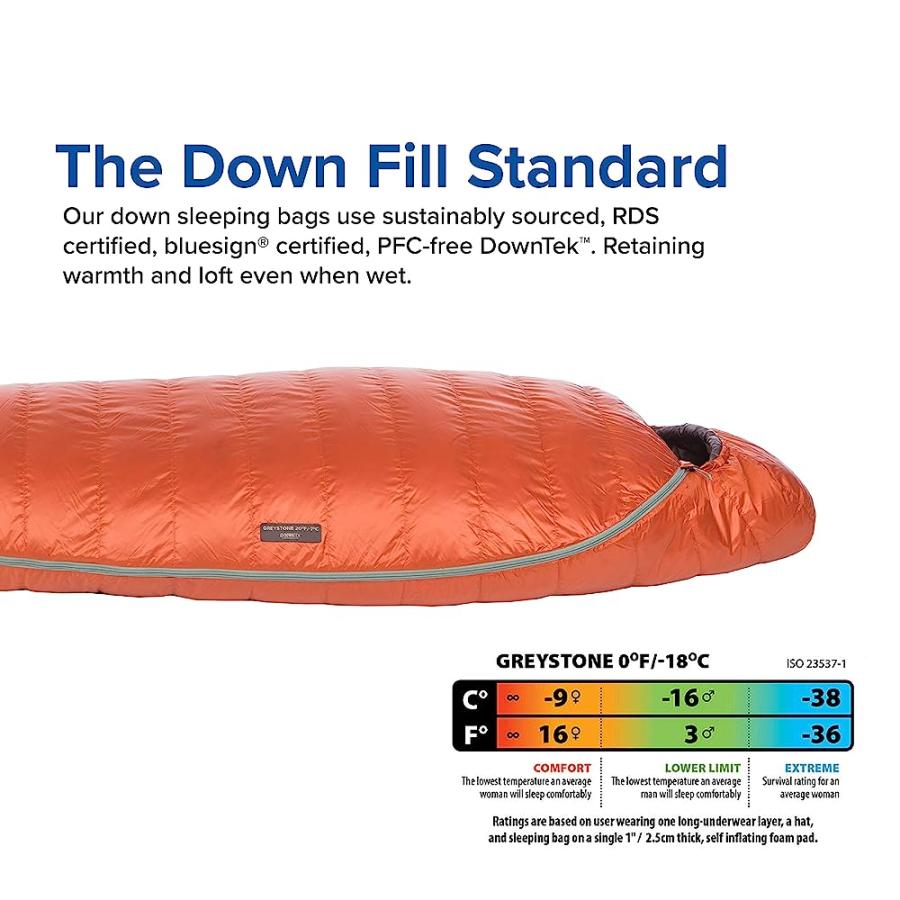 BIG AGNES GREYSTONE SLEEPING BAG, 30 DEGREE, (600 DOWNTEK), ROOIBOS, LONG, LEFT ZIP | BIG AGNES | 04