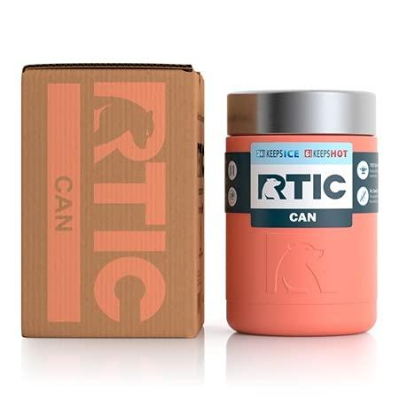 RTIC CAN COOLER INSULATED, BEER, BEVERAGE, SODA CAN COOLER WITH LID, STAINLESS STEEL METAL, DOUBLE WALL INSULATION COOZIE FOR CANS, SWEAT PROOF, |  | 02