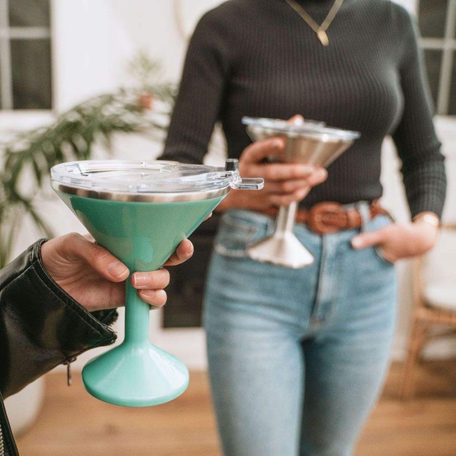 ORCA CHASERTINI INSULATED MARTINI STYLE SIPPING CUP WITH LID - STAINLESS STEEL FOR OUTDOOR, PICNIC, POOLSIDE, BEACH OR PATIO PARTY - SEAFOAM | ORCA | 02