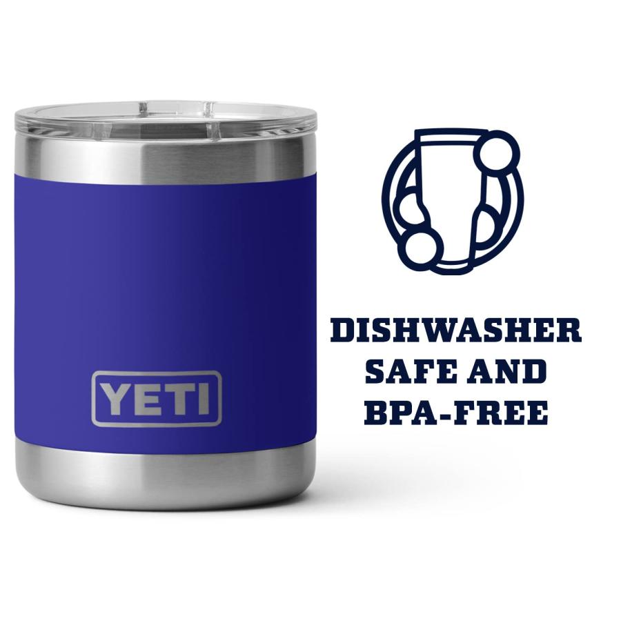 YETI Rambler 10オンス ローボール マグスライダー蓋付き 真空断熱 ステンレス製、オフショアブルー | YETI | 03