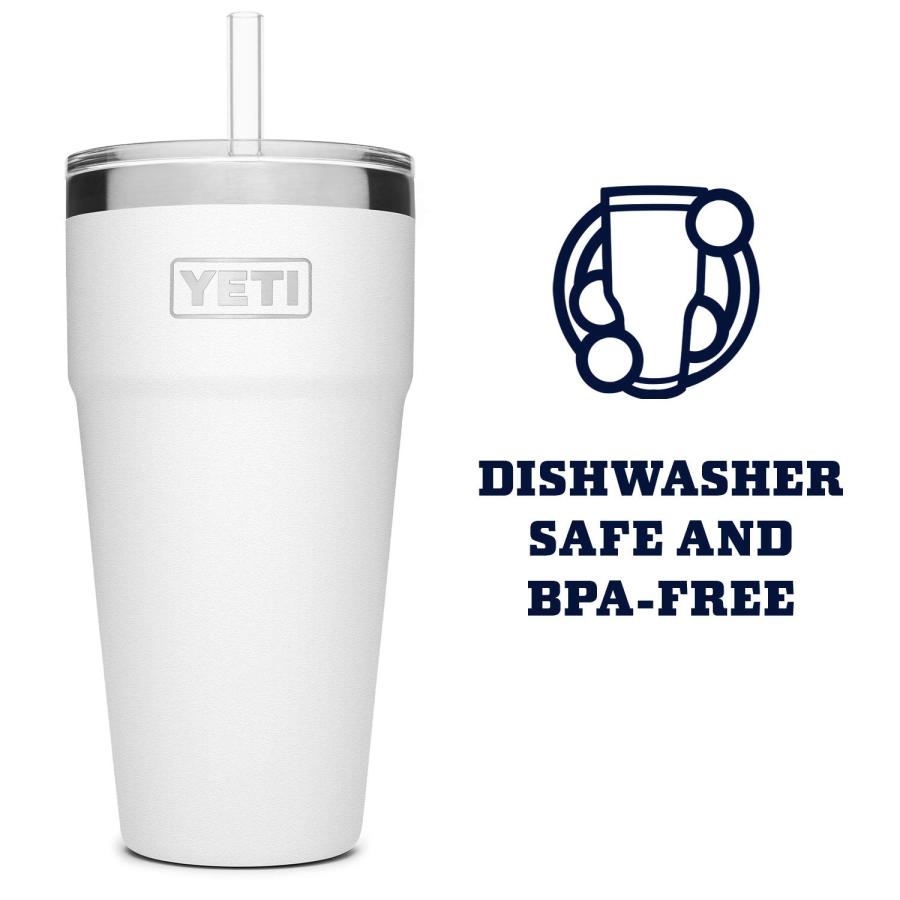 YETI Rambler 26オンス ストローカップ ストロー蓋付き 真空断熱 ステンレス製、ホワイト | YETI | 02