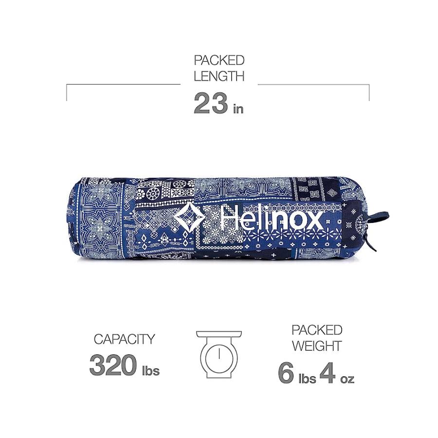 HELINOX COT ONE LIGHTWEIGHT, COMPACT, COLLAPSIBLE, PORTABLE CAMPING COT, LONG, BLUE BANDANA | Helinox | 01