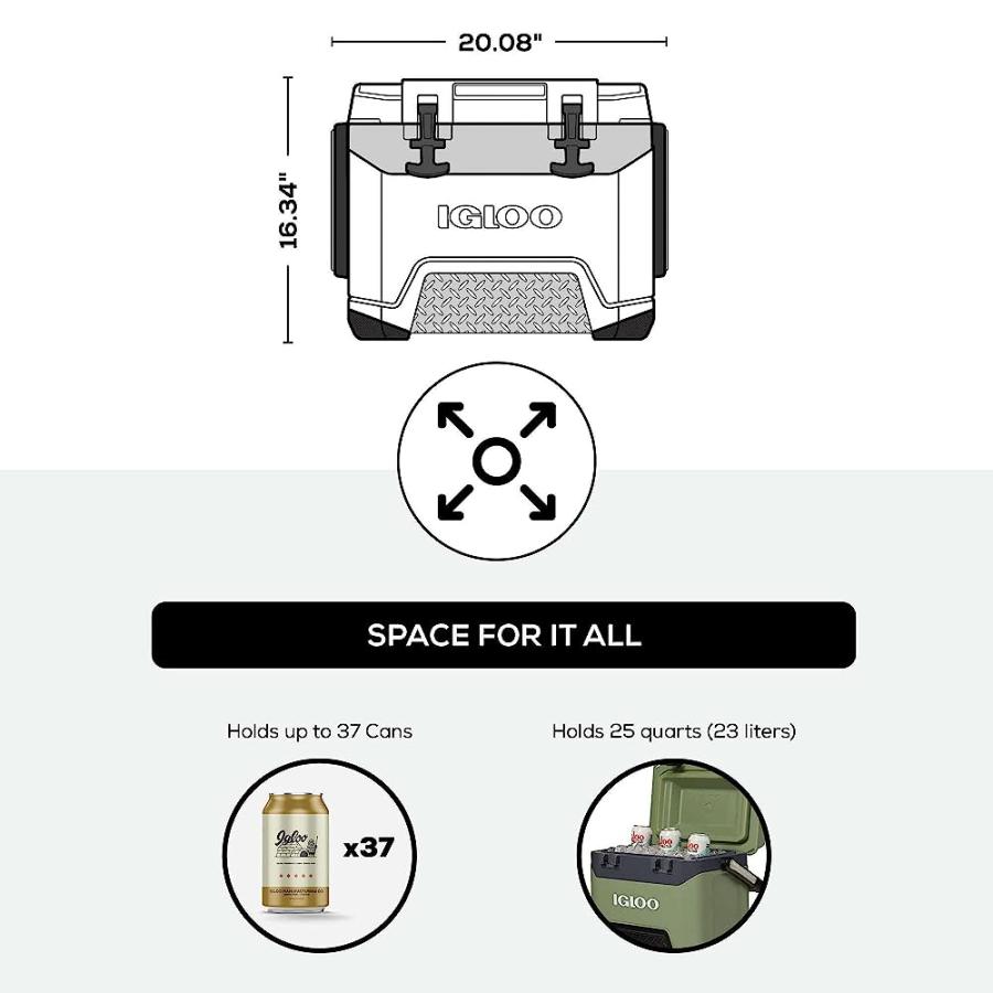 IGLOO HEAVY-DUTY 25 QT BMX ICE CHEST COOLER WITH COOL RISER TECHNOLOGY | igloo | 04