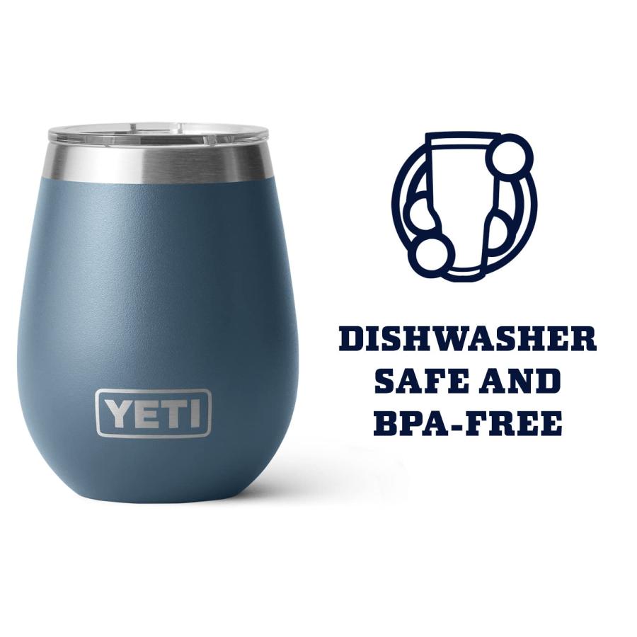 YETI Rambler 10オンス ワインタンブラー マグスライダー蓋付き 真空断熱 ステンレス製、ノルディックブルー | YETI | 02