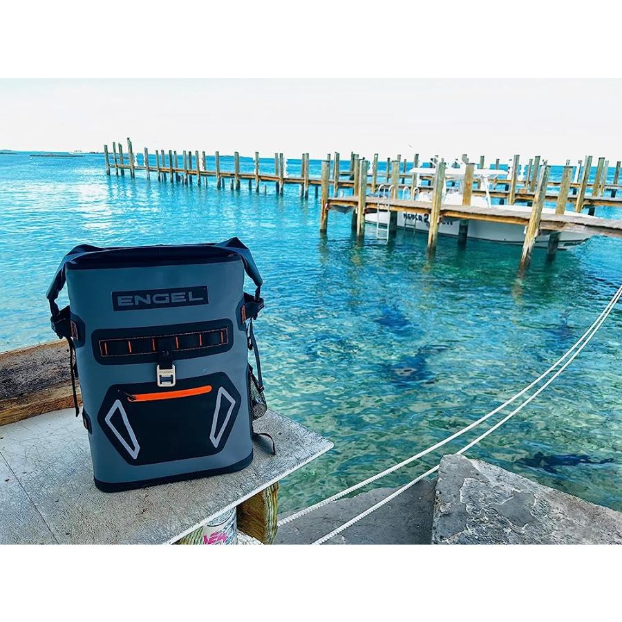 ENGEL BP25-ORANGE 25 QUART ROLL-TOP HIGH PERFORMANCE BACKPACK COOLER DARK GRAY/ORANGE |  | 02