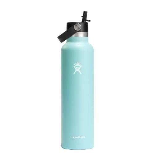 HYDRO FLASK 24 OZ STANDARD MOUTH WITH FLEX STRAW CAP STAINLESS STEEL REUSABLE WATER BOTTLE DEW -VACUUM INSULATED, DISHWASHER SAFE, BPA-FREE, NON- | HYDRO FLASK
