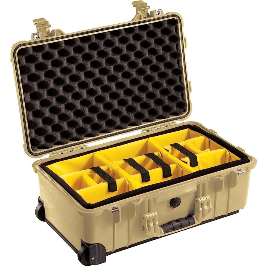 PELICAN 1514 TAN CASE WITH PADDED DIVIDERS AND WHEELS | PELICAN PRODUCTS | 01
