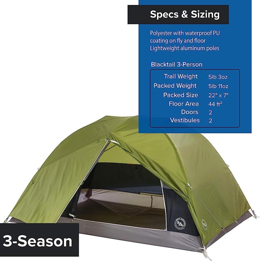 BIG AGNES BLACKTAIL BACKPACKING & CAMPING TENT, 3 PERSON | BIG AGNES | 03