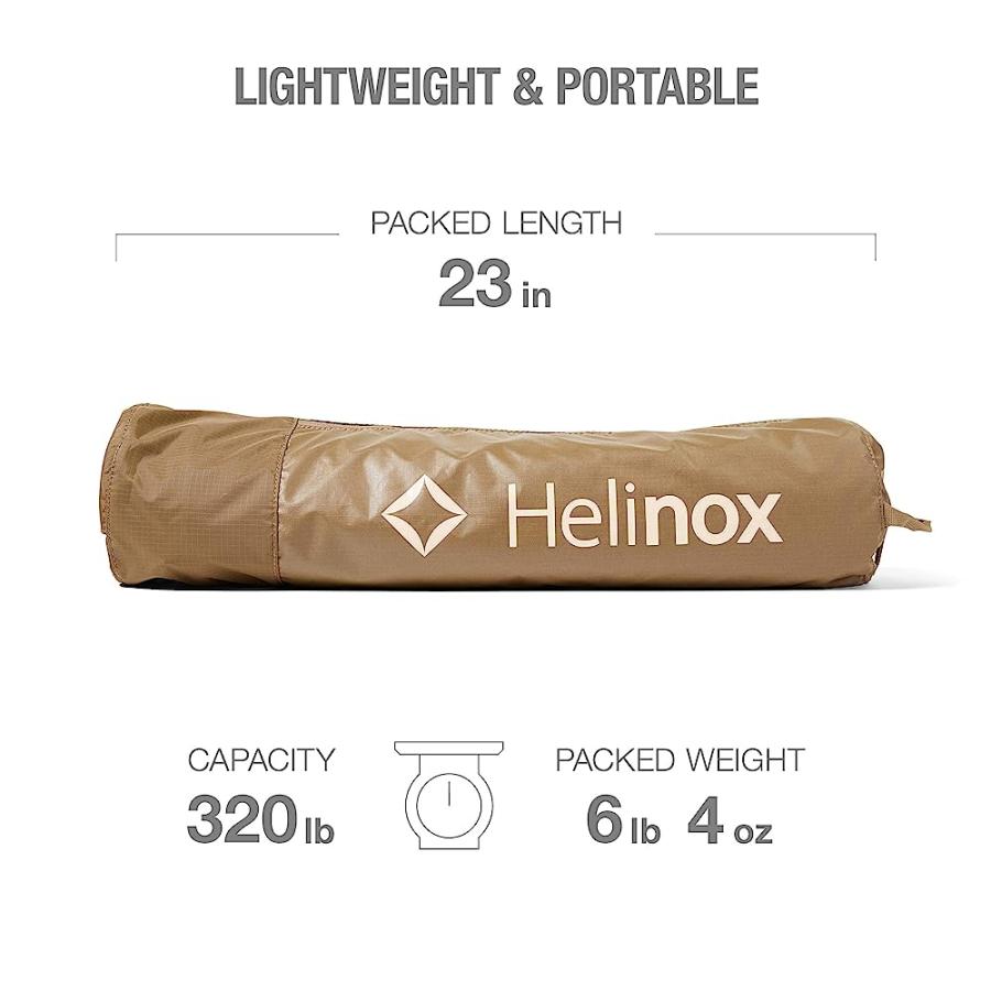 HELINOX COT ONE LIGHTWEIGHT, COMPACT, COLLAPSIBLE, PORTABLE CAMPING COT, LONG, COYOTE TAN | Helinox | 01