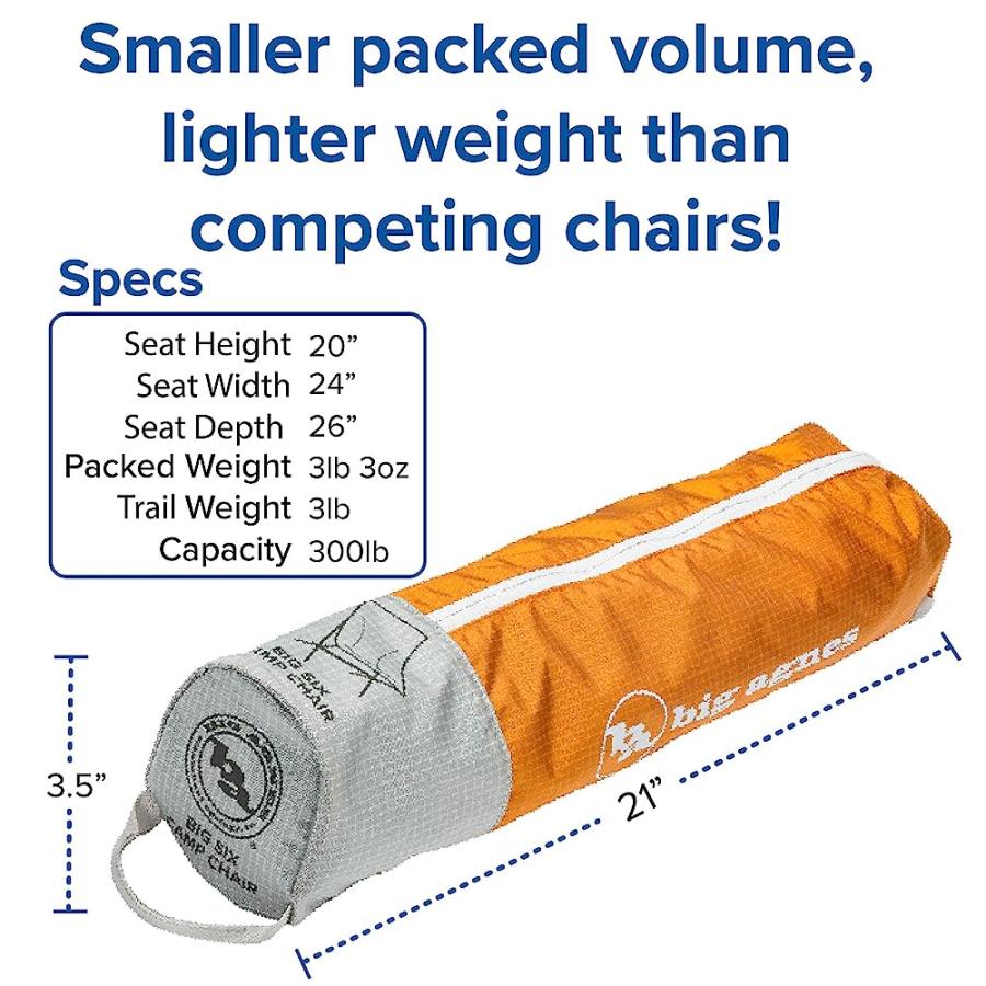 BIG AGNES BIG SIX CAMP CHAIR, ORANGE/GRAY | BIG AGNES | 04