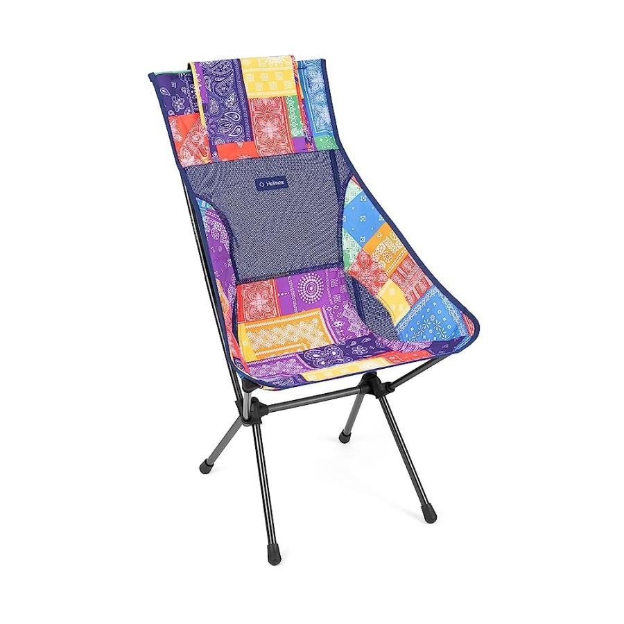 HELINOX SUNSET CHAIR LIGHTWEIGHT, HIGH-BACK, COMPACT, COLLAPSIBLE CAMPING CHAIR, WITH POCKETS, RAINBOW BANDANA | Helinox