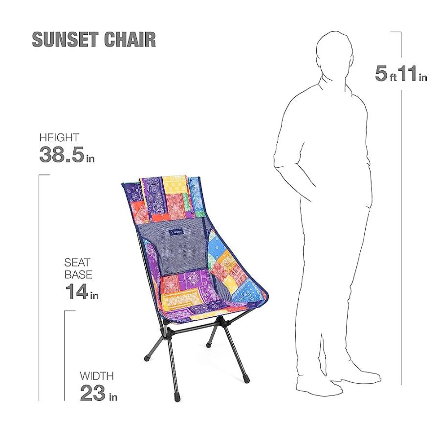 HELINOX SUNSET CHAIR LIGHTWEIGHT, HIGH-BACK, COMPACT, COLLAPSIBLE CAMPING CHAIR, WITH POCKETS, RAINBOW BANDANA | Helinox | 03
